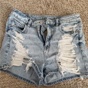 American Eagle Outfitters Ripped Jean Shorts - Light Blue